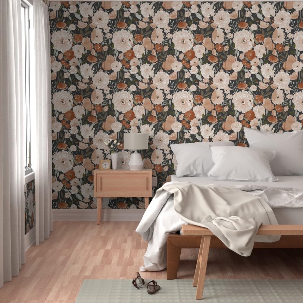 SPOONFLOWER Non Pasted Traditional Pebble Wallpaper Roll (24"x324") Poppy Copper